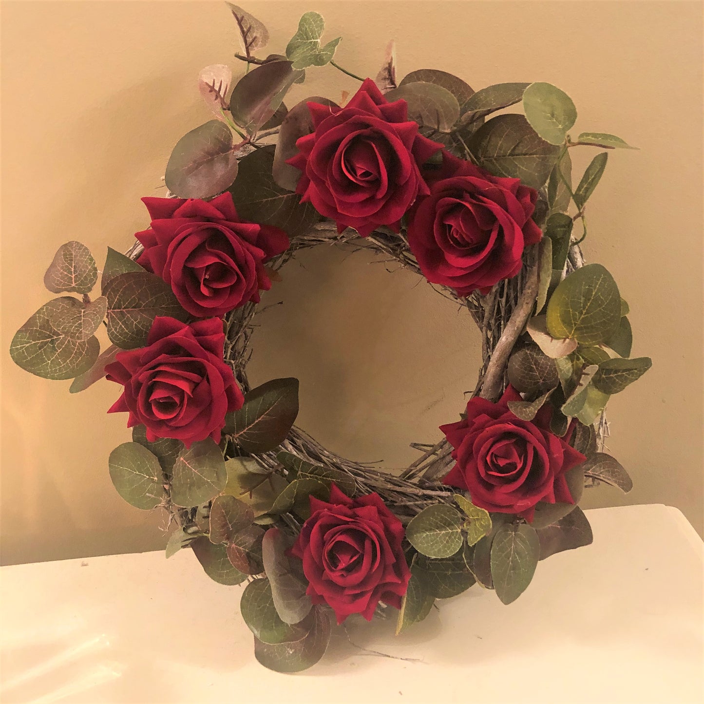 Red Rose Autumn Wreath Medium